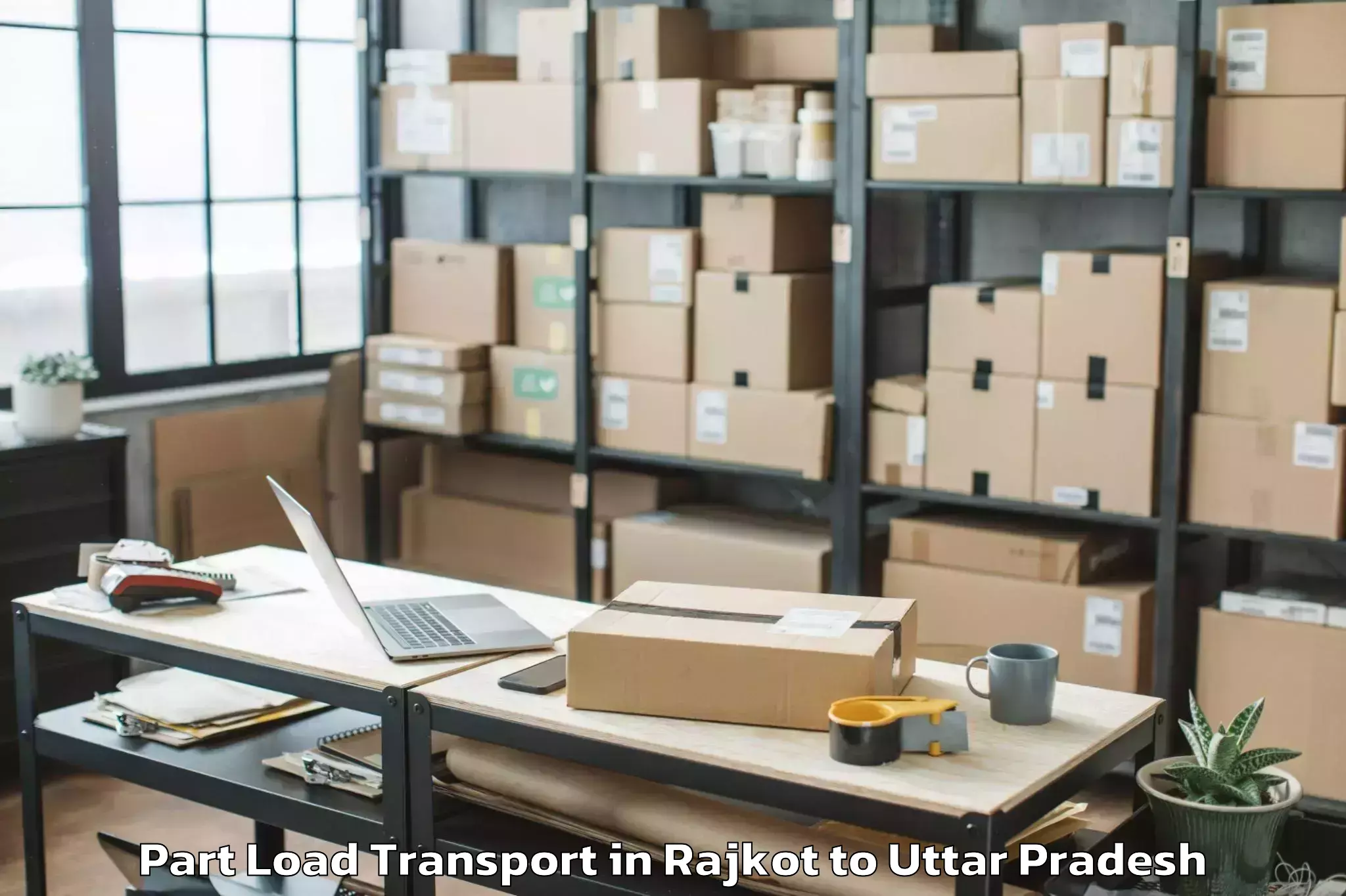 Easy Rajkot to Mjp Rohilkhand University Bare Part Load Transport Booking